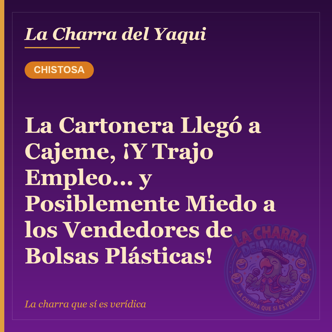 La Cartonera Llegó a Cajeme, ¡Y Trajo Empleo... y Posiblemente Miedo a los Vendedores de Bolsas Plásticas!